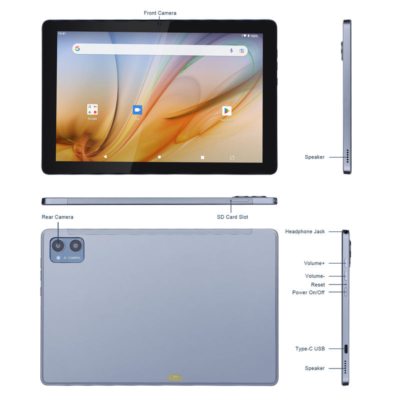 C Idea الجهاز اللوحي التعليمي للطلاب Android 12 Tablet 10 بوصة مع Google Play 64GB ROM 3GB RAM 128GB