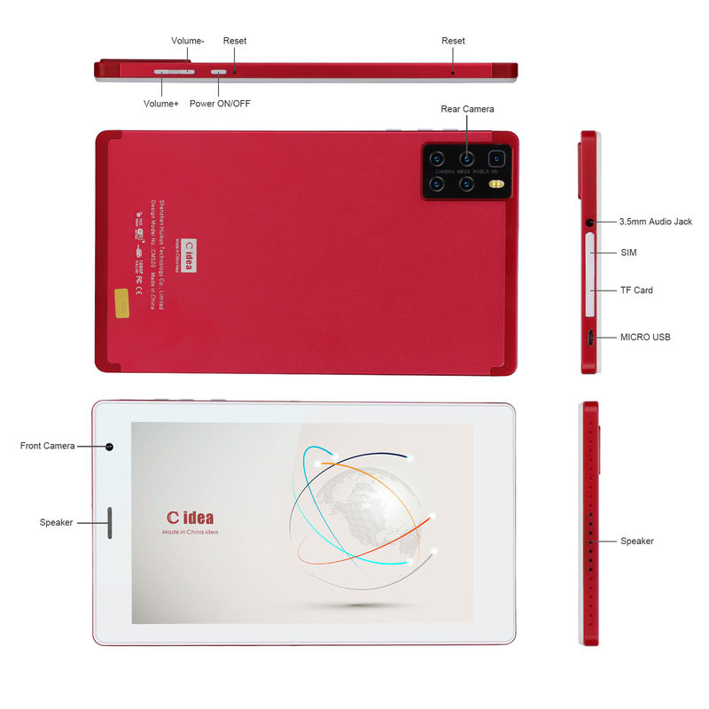 C idea Android Tablets For Learners 7 بوصة مع معالج رباعي النواة ROM 32GB التوسيع كاميرات مزدوجة CM520 (أحمر)