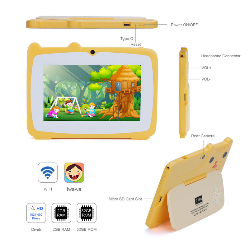 C Idea Tablet 7 بوصة للأطفال مع الحافظة الإثباتية 2GB + 32GB Google Play Tablet Kidspad CM82