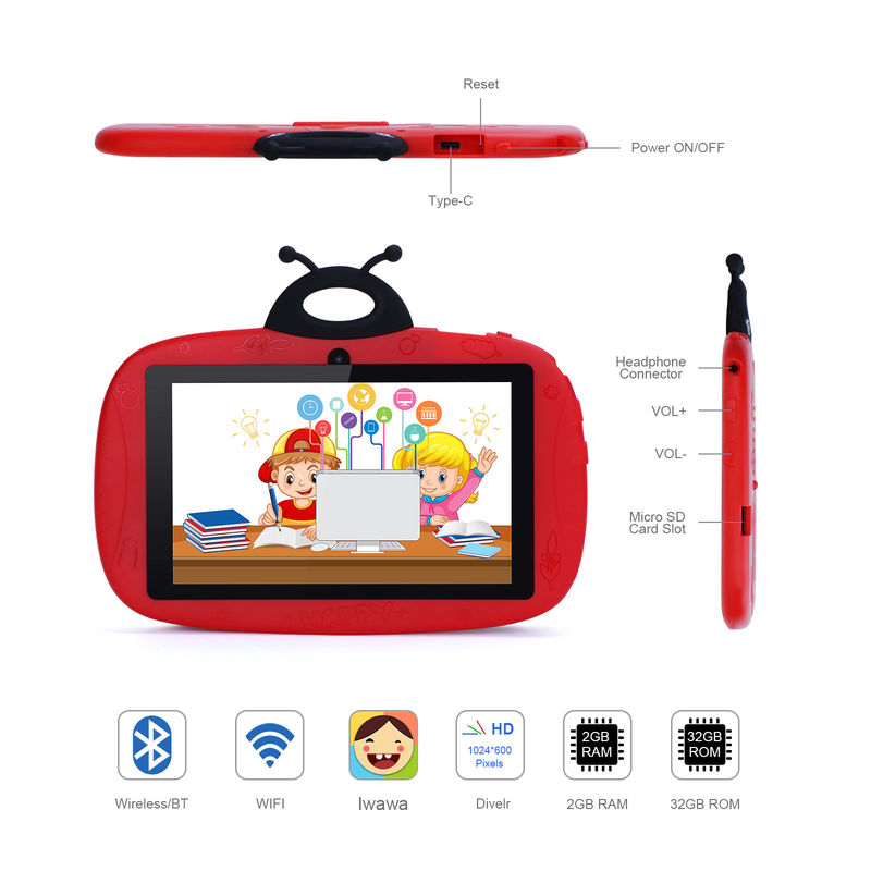 C Idea WiFi Tablet For Kids 7 Inch Smart Tablet PC للطفل الصغير للتعلم مع القضية CM76