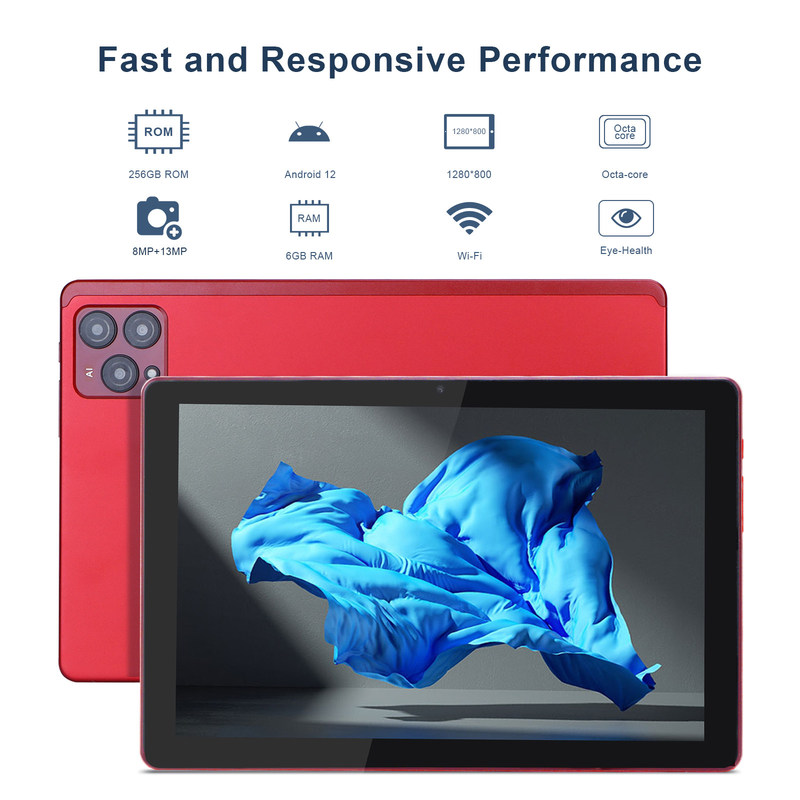 فكرة سي 10 بوصة أندرويد 12 Tablet 8GB RAM 256GB ROM موديل CM8000PLUS الأحمر