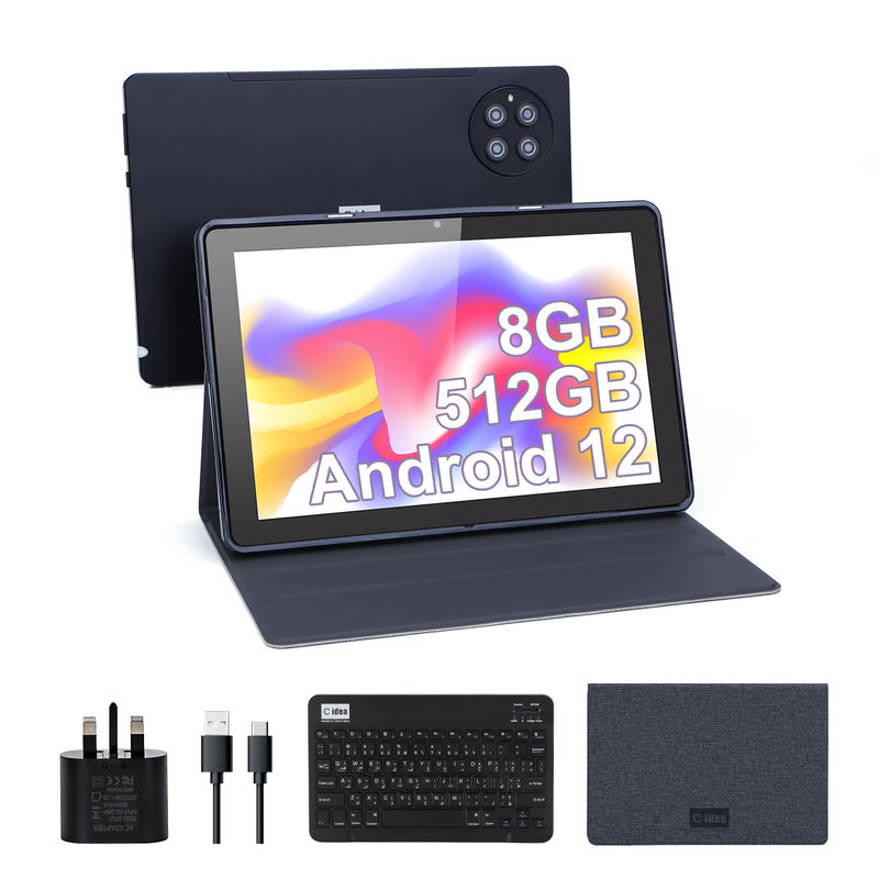 C idea 9.7 بوصة Android 12 Tablet 8GB RAM 512GB ROM نموذج CM7800 الأسود