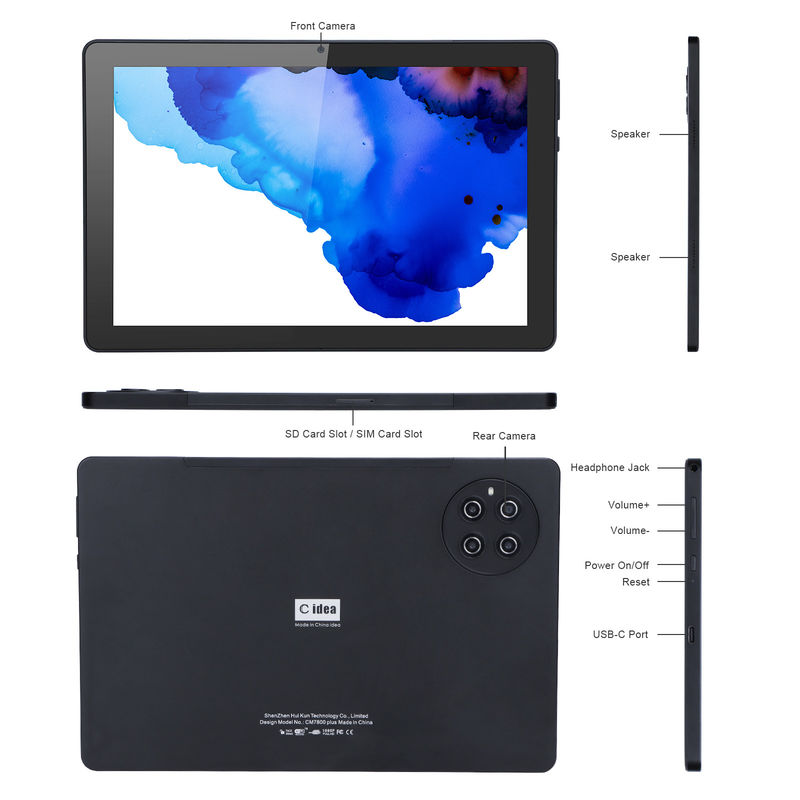 C idea 9.7 بوصة Android 12 Tablet 8GB RAM 512GB ROM نموذج CM7800 الأسود