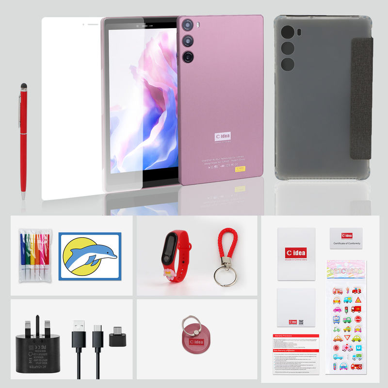 C Idea Android 12 Tablet 6GB RAM 128GB ROM مع SIM 7 بوصة جهاز كمبيوتر لوحي للطلاب CM525 وردي