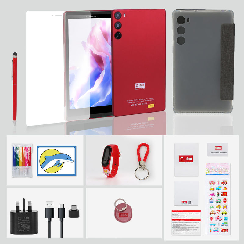 C Idea Tablet 7 Inch 6GB RAM 128GB ROM مع SIM جهاز كمبيوتر لوحي أندرويد للطلاب CM525 الأحمر