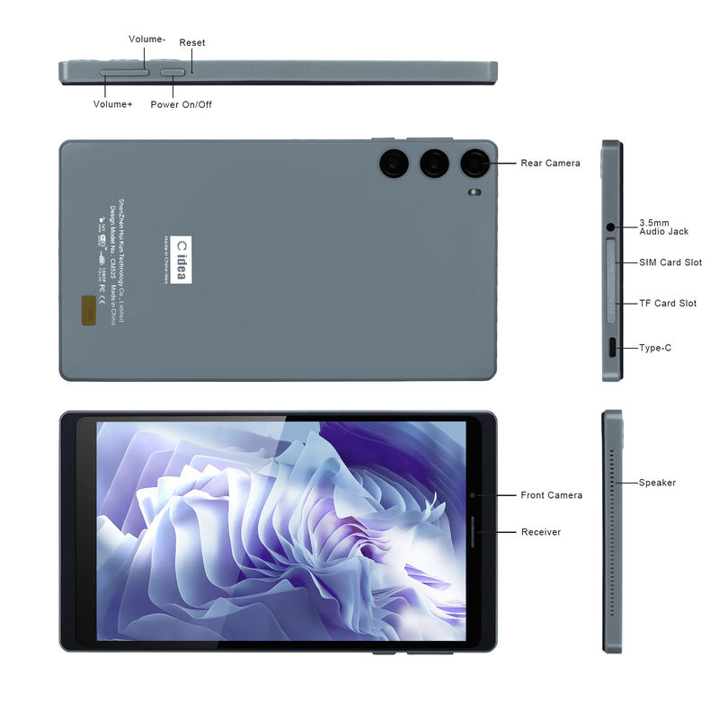 C Idea School Tablet 512GB أندرويد 12 مع دعم SIM جهاز كمبيوتر لوحي ذكي CM525 رمادي