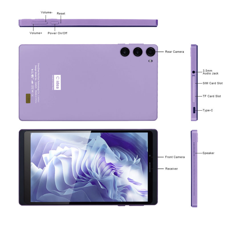 C idea 7 بوصة 6+128GB 6000mAh Android Tablet PC مع SIM للطلاب CM525 الأرجواني
