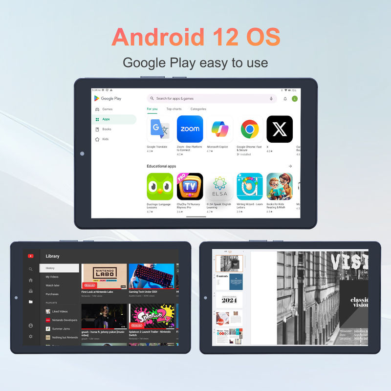 C idea 9 بوصة أندرويد 12 Tablet 8GB RAM 512GB ROM 5MP + 8MP جهاز كمبيوتر لاسلكي ذو كاميرا مزدوجة WIFI Tablet مع SIM CM915 (رمادي)
