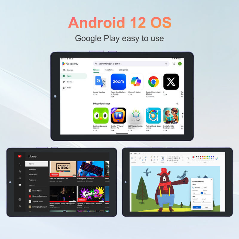 C idea 9 بوصة أندرويد 12 Tablet 8GB RAM 512GB ROM 5MP + 8MP جهاز كمبيوتر WIFI مزدوج الكاميرا مع SIM CM915 (البنفسجي)