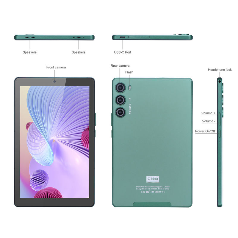 C idea جهاز كمبيوتر لوحي 9 بوصة WIFI 2.4G/5G 800x1280 IPS Screen جهاز كمبيوتر لوحي أندرويد دعم المكالمات الهاتفية مع كاميرا مزدوجة ((الخضراء)