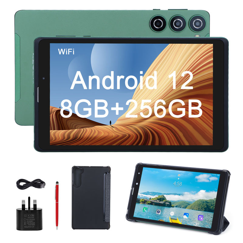 C idea 8 بوصة جهاز كمبيوتر لوحي أندرويد المصنع مع أندرويد 12 رباعي النواة 8GB + 512GB التخزين IPS HD العرض CM835 ((الخضراء)