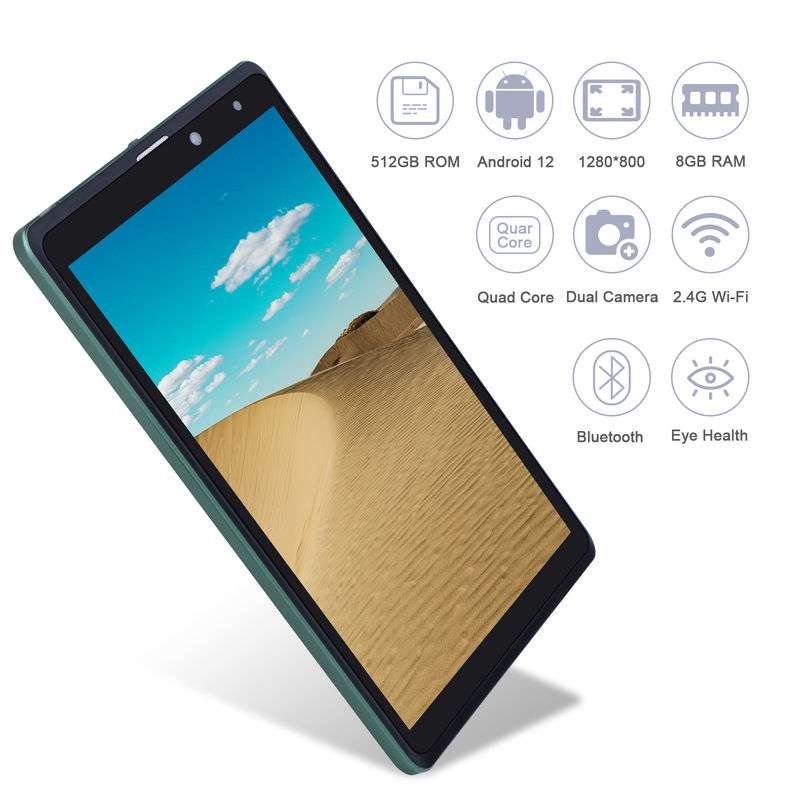 C idea 8 بوصة جهاز كمبيوتر لوحي أندرويد المصنع مع أندرويد 12 رباعي النواة 8GB + 512GB التخزين IPS HD العرض CM835 ((الخضراء)