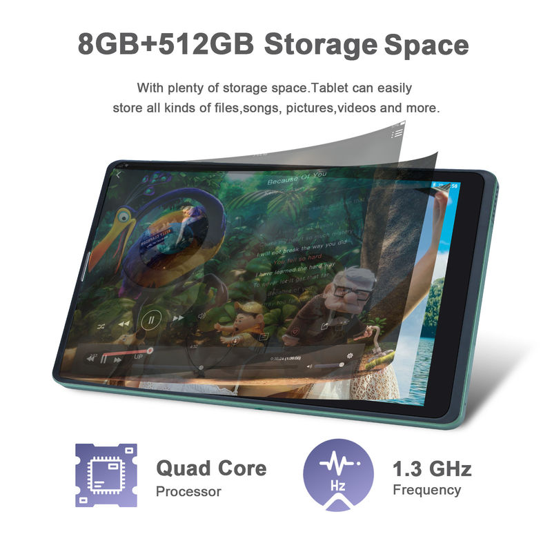 C idea 8 بوصة جهاز كمبيوتر لوحي أندرويد المصنع مع أندرويد 12 رباعي النواة 8GB + 512GB التخزين IPS HD العرض CM835 ((الخضراء)