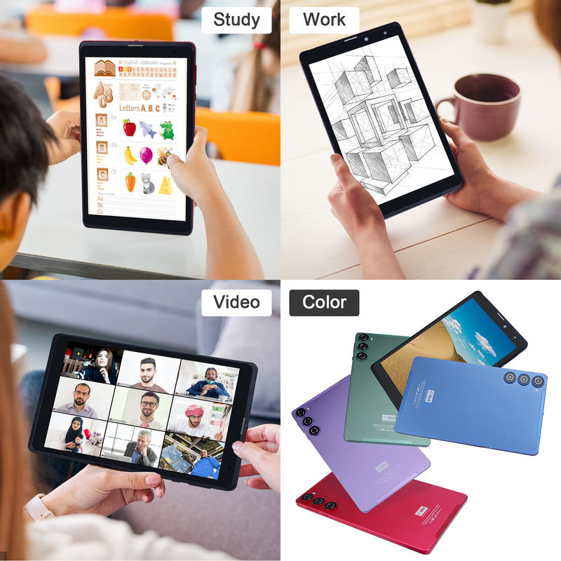 C idea 8 بوصة جهاز كمبيوتر لوحي أندرويد المصنع مع أندرويد 12 Quad Core 8GB + 512GB التخزين IPS HD Display CM835 ((أحمر))