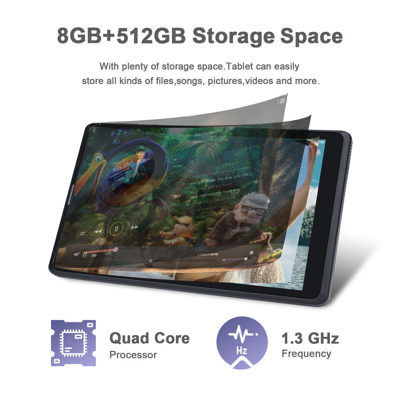 C idea 8 بوصة جهاز كمبيوتر لوحي أندرويد المصنع مع أندرويد 12 رباعي النواة 8GB + 512GB التخزين IPS HD العرض CM835 ((سوداء)