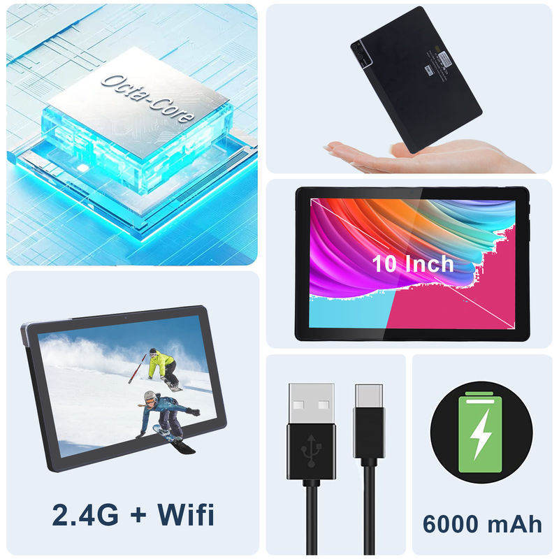 C idea 800x1280 IPS 10 بوصة جهاز كمبيوتر لوحي مع غلاف 256GB ROM رباعي النواة مزدوج 5MP + 8MP كاميرا HD IPS شاشة CM7000 الأسود