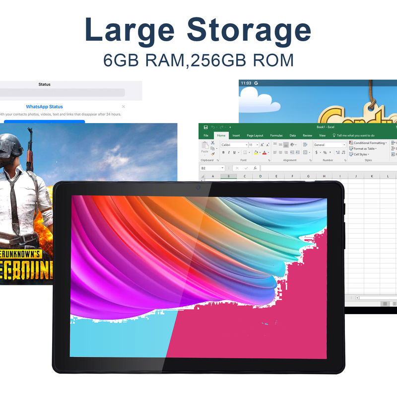 C idea 800x1280 IPS 10 بوصة جهاز كمبيوتر لوحي مع غلاف 256GB ROM رباعي النواة مزدوج 5MP + 8MP كاميرا HD IPS شاشة CM7000 الأسود
