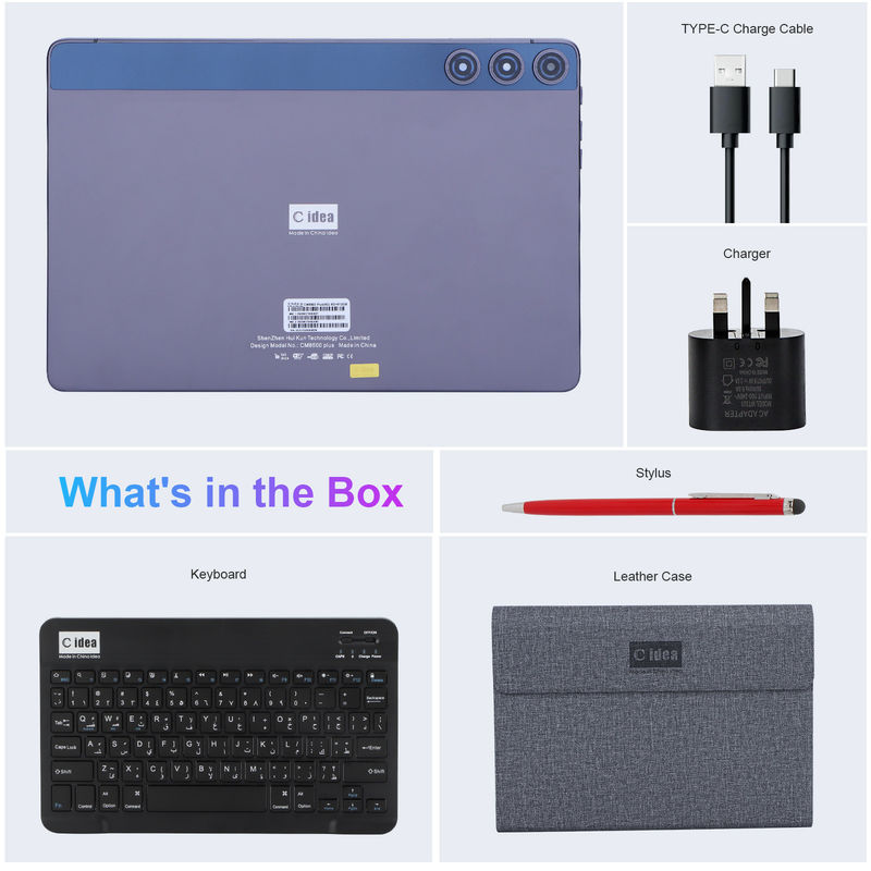 C idea 10.1 بوصة Android Tablet كاميرا مزدوجة 8GB RAM 512GB ROM WIFI 5G Tablet مع مفاتيح الماوس دعم SIM للمدرسة