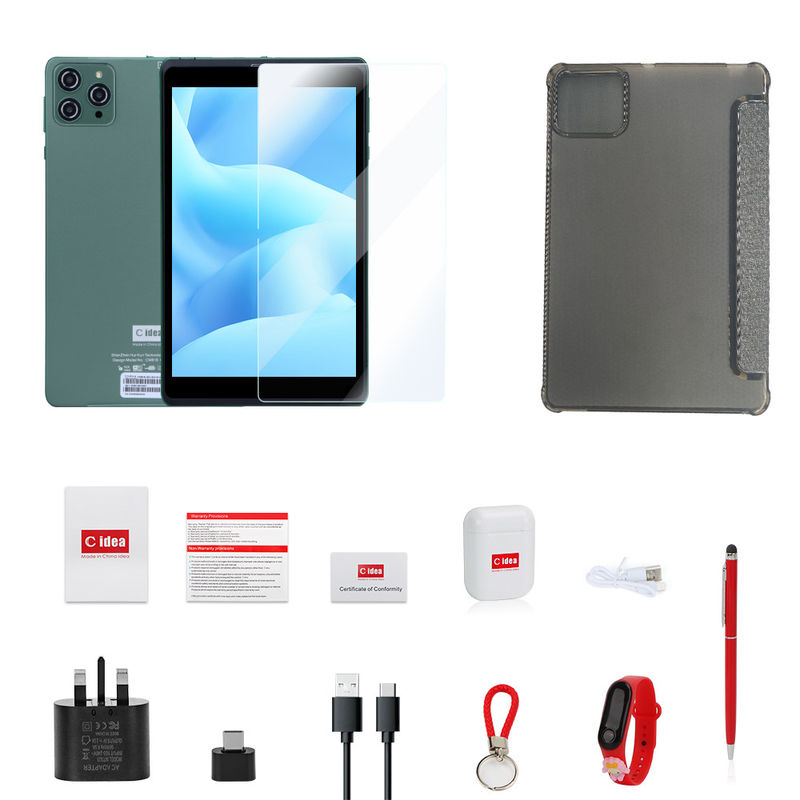C idea 8 بوصة Android Tablet PC مع نظام التشغيل أندرويد 12 Quad Core CPU 8GB RAM 512GB Storage IPS HD Display CM818-Green