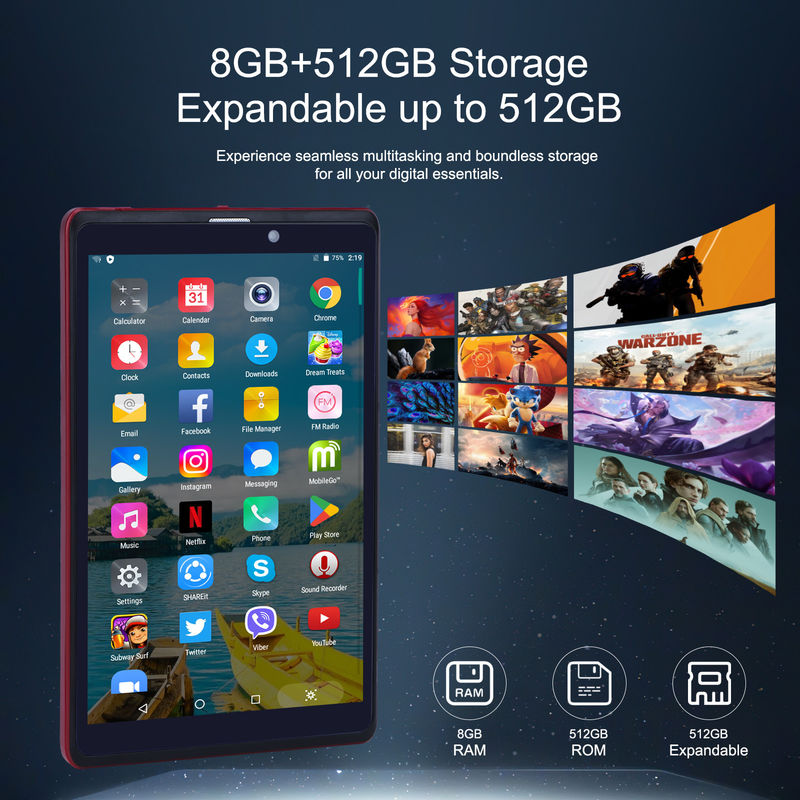 فكرة C 8 بوصة أندرويد 12 جهاز لوحي 8GB ذاكرة الوصول العشوائي 512GB ROM 8000mAh بطارية 5+8MP كاميرا للطالب مع دعم SIM CM818 أحمر