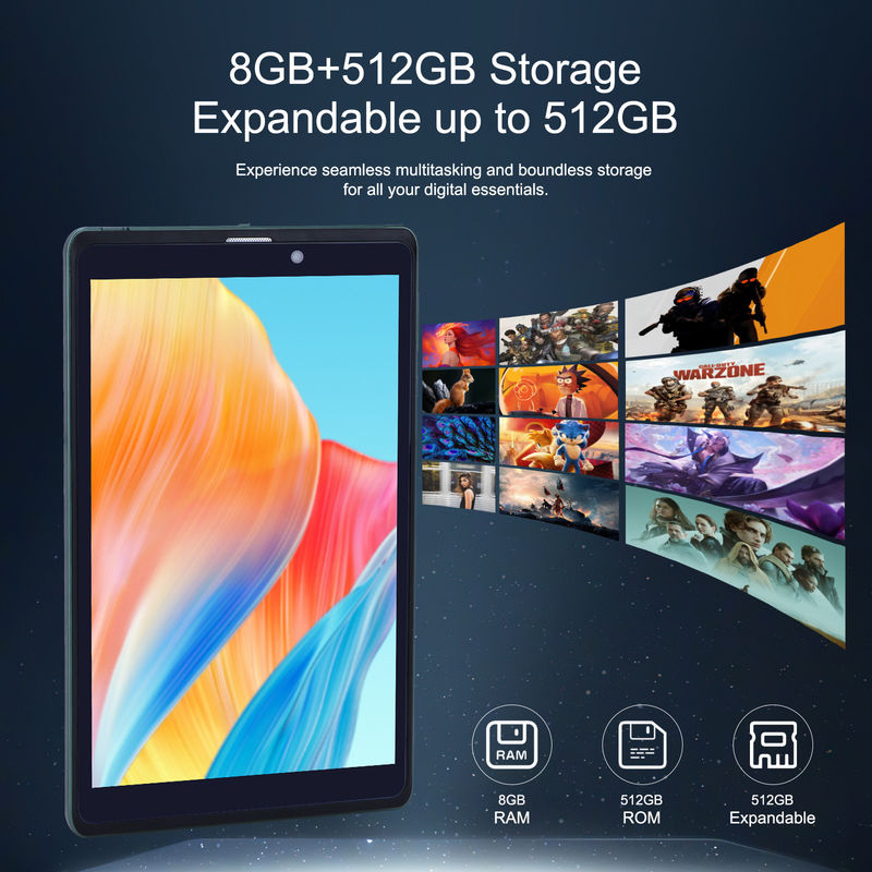 C idea جهاز كمبيوتر محمول 8 بوصة أندرويد Tablet PC مع أندرويد 12 Quad Core CPU 8GB RAM 512GB Storage IPS HD Display CM818-Green