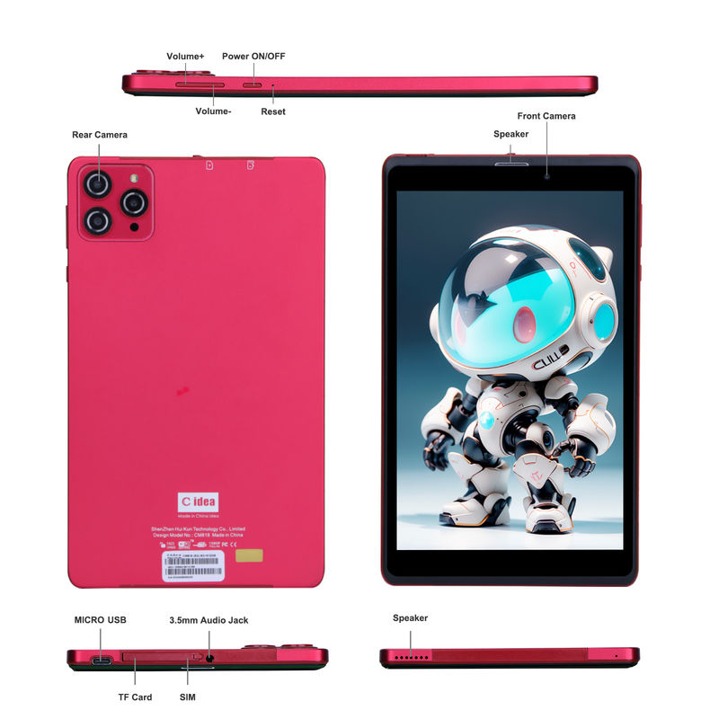 C idea 8 بوصة أندرويد 12 Tablet 8GB RAM 512GB ROM 8000mAh بطارية 5+8MP كاميرا للمراهقين مع دعم SIM CM818 أحمر