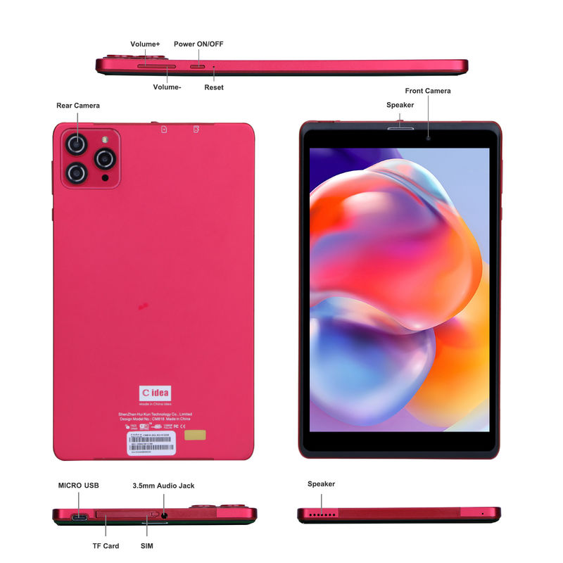 فكرة C 8 بوصة أندرويد 12 جهاز لوحي 8GB ذاكرة الوصول العشوائي 512GB ROM 8000mAh بطارية 5+8MP كاميرا للطالب مع دعم SIM CM818 أحمر