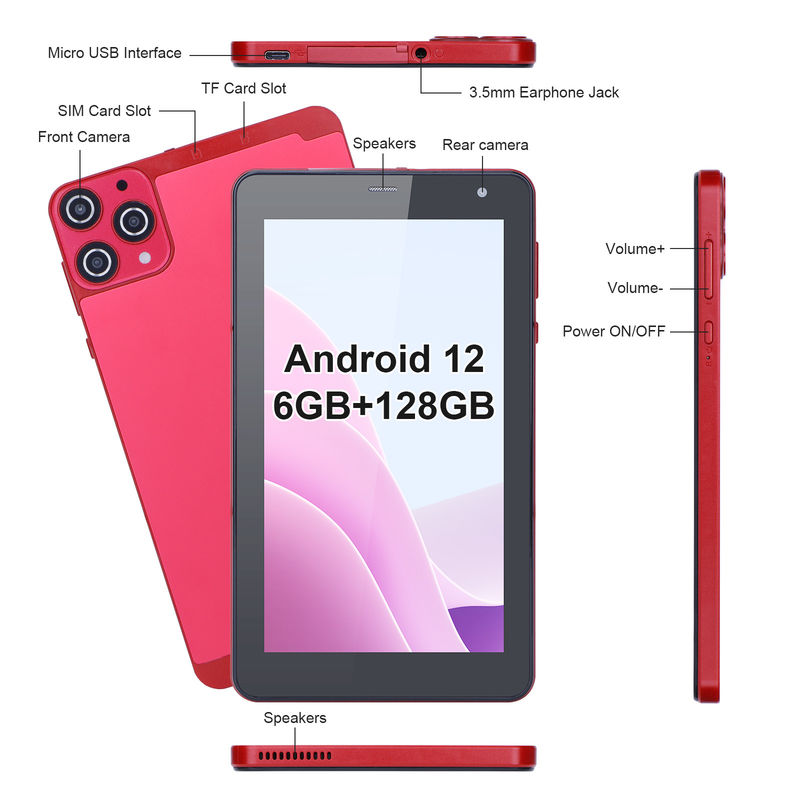 C Idea 7 Inch Small Tablets Quad Core WiFi 5G Android Tablet PC For Education CM515 ((الأحمر))