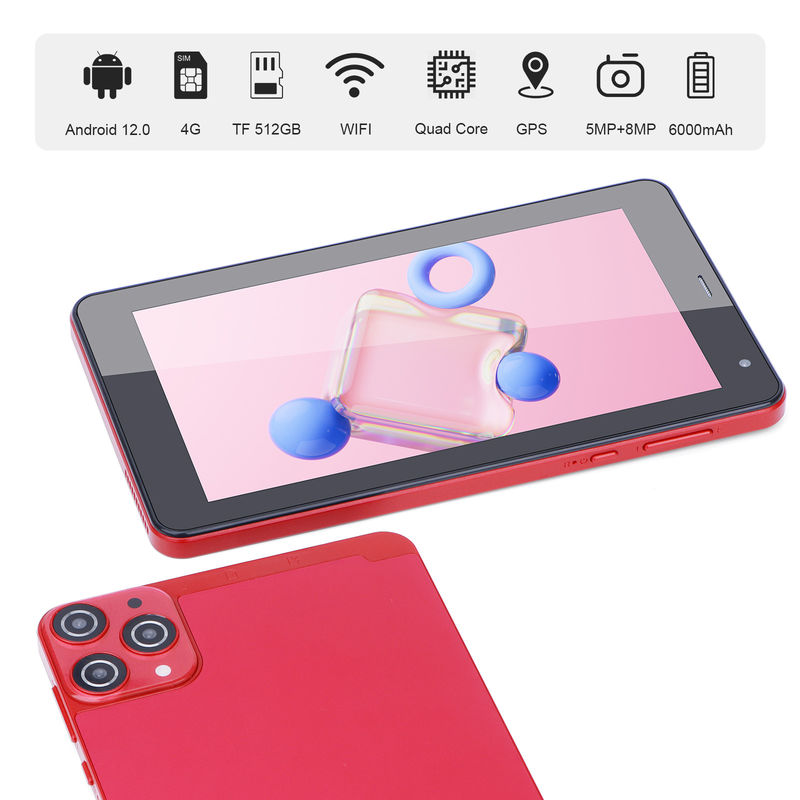 C Idea 7 Inch Small Tablets Quad Core WiFi 5G Android Tablet PC For Education CM515 ((الأحمر))