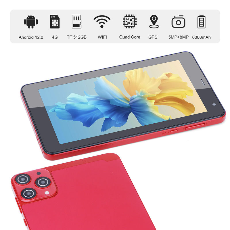 C Idea WiFi 5G Tablet 7 Inch Tablets 6+128GB شاشة لمسة رباعية النواة للتعليم CM515 ((أحمر))