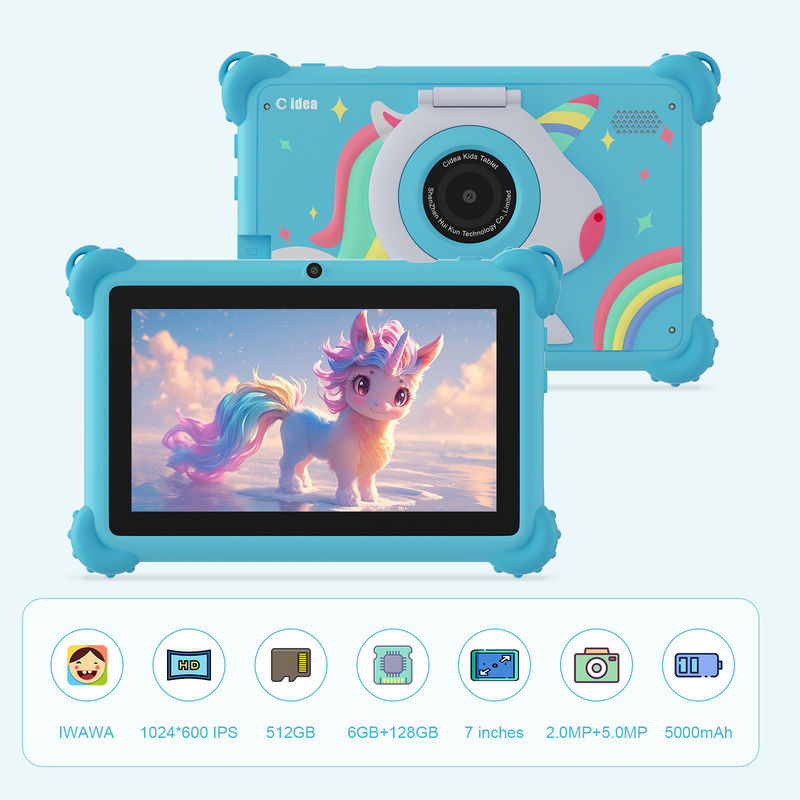 C Idea Android 12 Smart Kidspad 7 بوصة أجهزة الكمبيوتر اللوحية للأطفال 3-7 مع كاميرا مزدوجة CM88