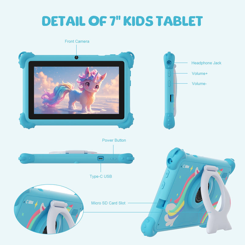 C Idea Android 12 Smart Kidspad 7 بوصة أجهزة الكمبيوتر اللوحية للأطفال 3-7 مع كاميرا مزدوجة CM88