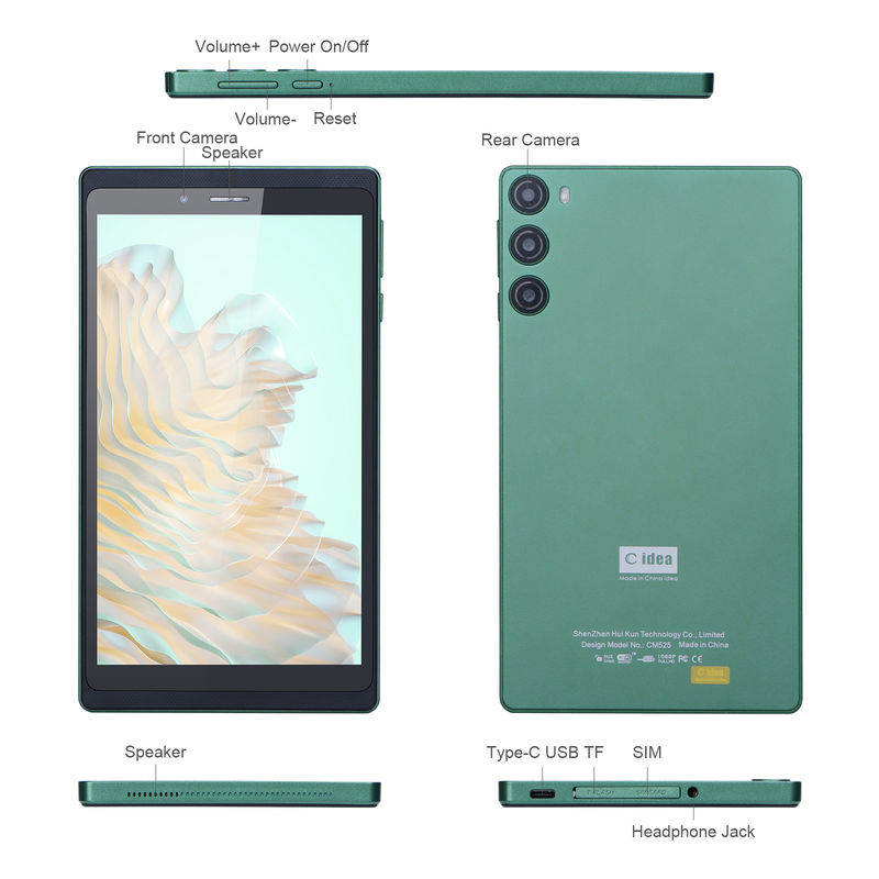 C Idea 7 بوصة 6GB+128GB شاشة IPS 5MP+8MP جهاز كمبيوتر لوحي أندرويد CM525 أخضر