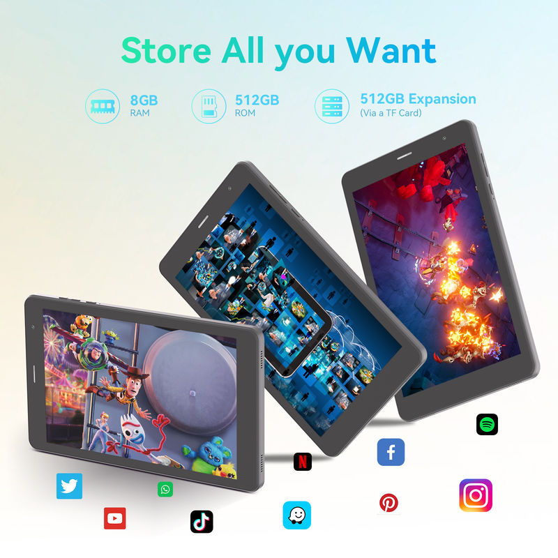 C Idea رباعي النواة Android Tablet المحمول 8 بوصة Tablet للطلاب مع SIM CM828 الأسود