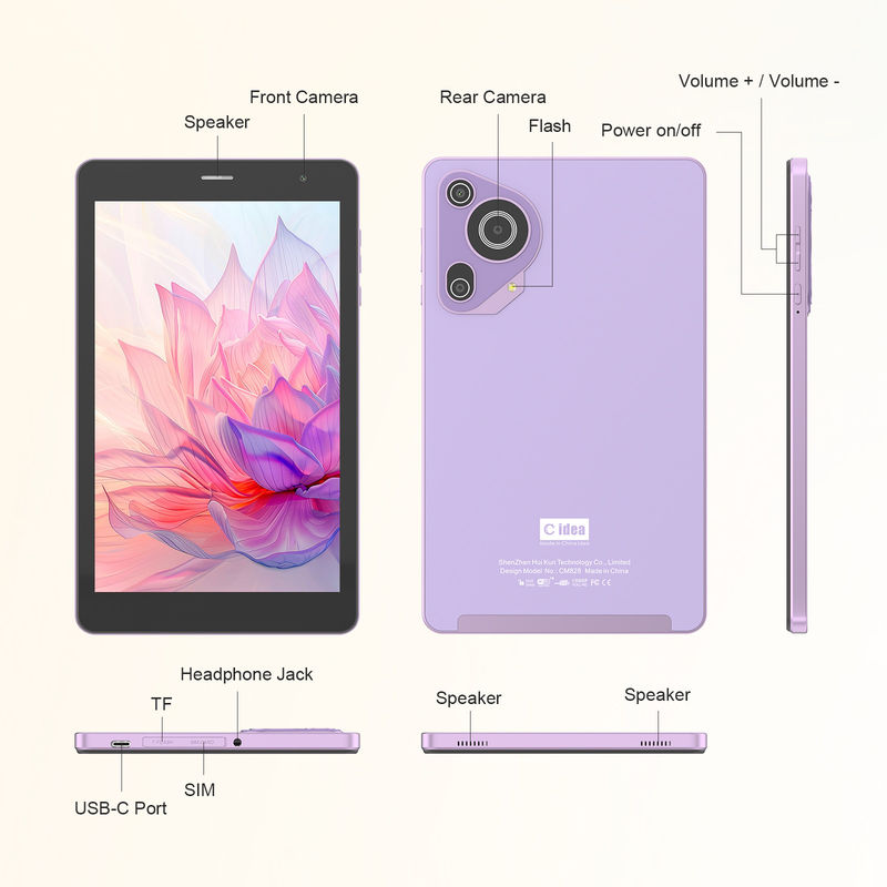C Idea 8in Tablet اللعب التعليمية Android Tablet للطلاب مع SIM و Wifi CM828 الأرجواني