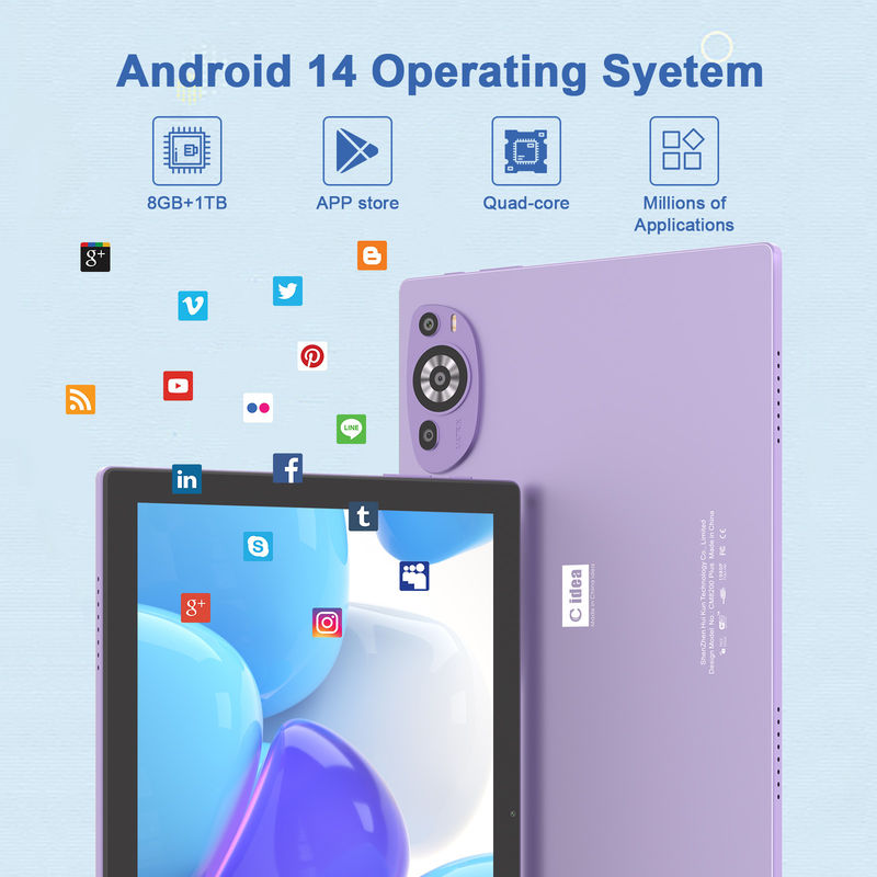 C Idea Android 14 Tab 512GB الجهاز اللوحي التعليمي للطلاب مع لوحة المفاتيح Cm8200plus الأرجواني