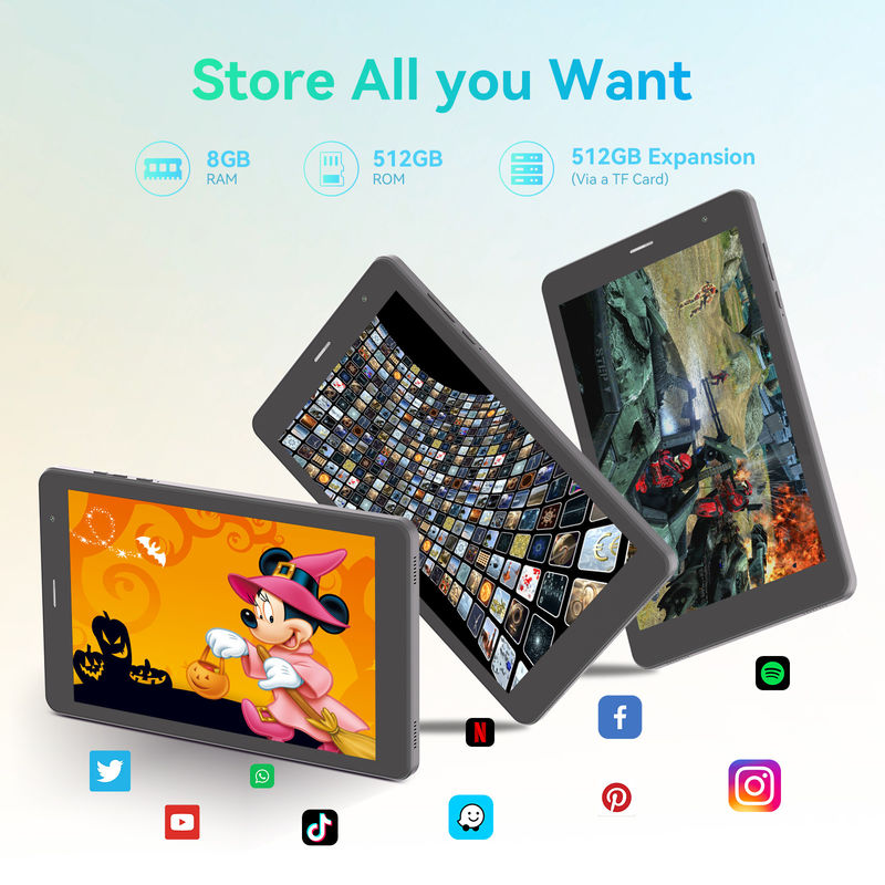C Idea ODM 8 بوصة 8+512gb 8000mah 5+8MP كاميرا مزدوجة جهاز كمبيوتر لوحي أندرويد مع سيم للطلاب CM828 الأسود