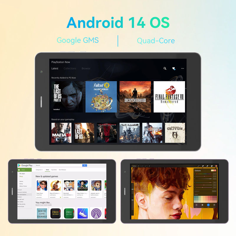 C Idea ODM 8 بوصة بطارية طويلة بطاقة 512GB كاميرة مزدوجة معالج ثمانية نواة جهاز أندرويد جهاز كمبيوتر لوحي مع حالة للطلاب CM828 فضة