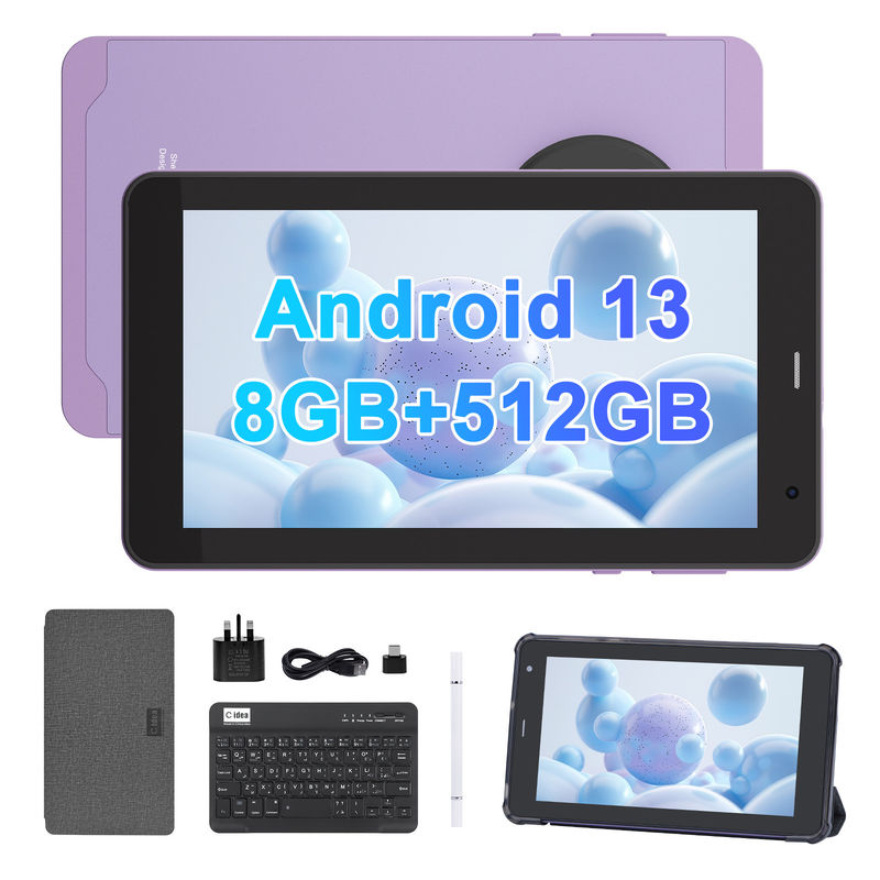 C Idea Android 13 Tablet التعليمي، 8+512GB، جهاز كمبيوتر محمول للكمبيوتر اللوحي ذو 7 بوصات مع دعم سيم  CM518pro Purple