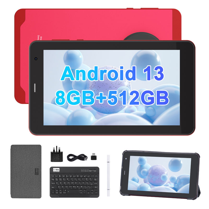C Idea 7 بوصة Android 13 Tablet، كاميرات مزدوجة، دعم سيم، أقراص الشاشة اللمسية للطلاب CM518pro Red