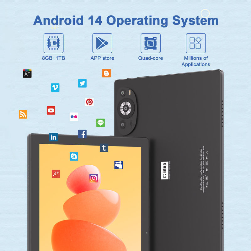 C Idea 10.1 بوصة جهاز لوحي واي فاي مع دعم سيم لوحة مفاتيح تعليمية جهاز لوحي أندرويد Pc M8200 Plus أسود