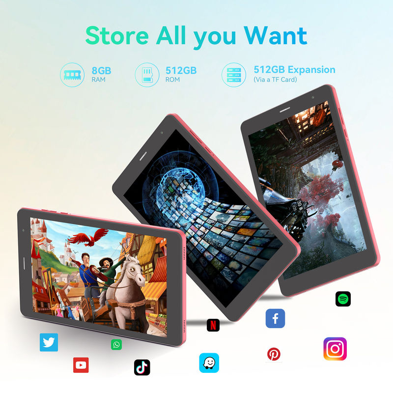 C Idea 5G Android Tablet 8 بوصة Tablet للطلاب مع سيم و واي فاي Cm828 الأحمر