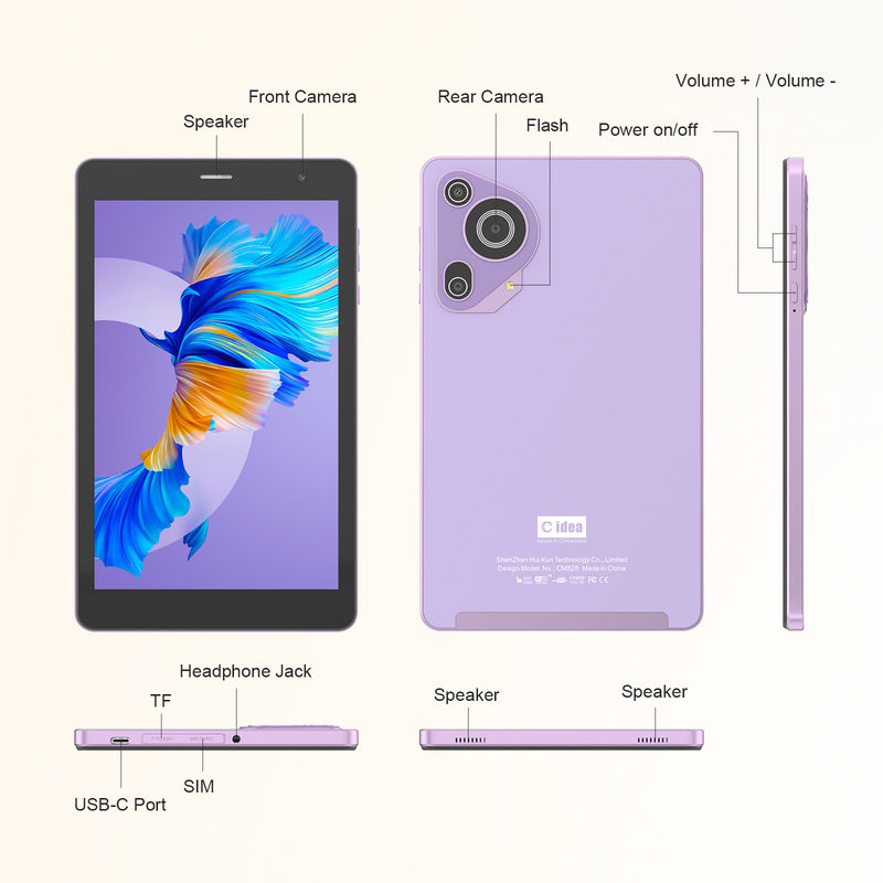 C Idea 8 بوصات جهاز لوحي WIFI ألعاب تعليمية جهاز لوحي أندرويد للطلاب CM828 الأرجواني