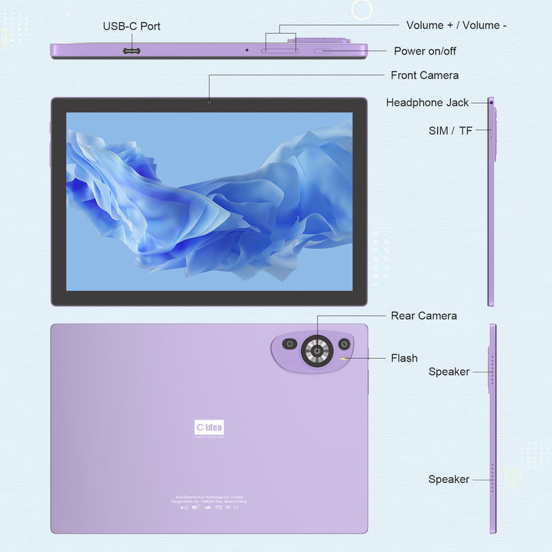 C Idea 10 بوصة 512GB Android 14 Tablet التعليمي للطلاب مع SIM CM8200Plus Purple
