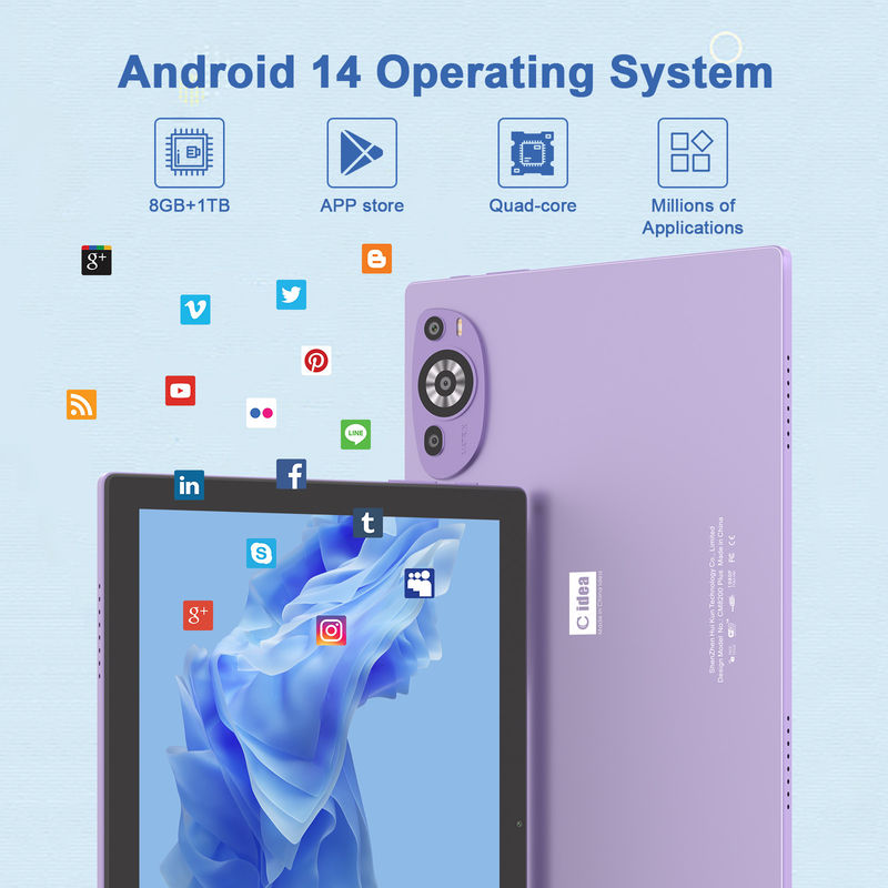 C Idea 10 بوصة 512GB Android 14 Tablet التعليمي للطلاب مع SIM CM8200Plus Purple