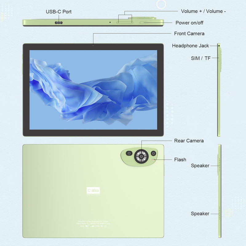 C Idea WIFI أندرويد 14 أقراص الشاشة اللمسية مع لوحة المفاتيح والفأرة CM8200plus الأخضر