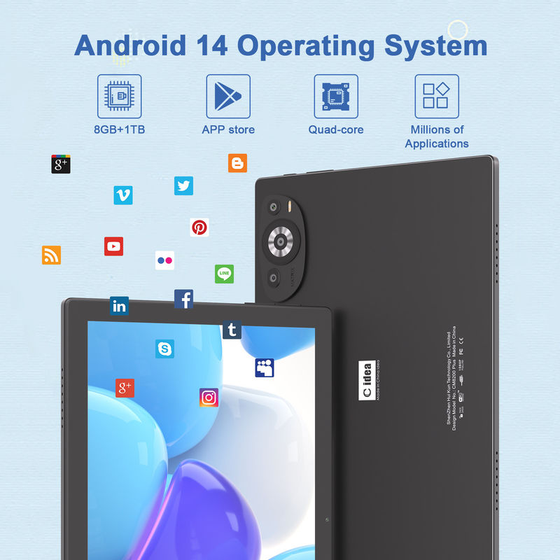 C Idea 10.1 بوصة جهاز لوحي 5G مع دعم سيم لوحة مفاتيح تعليمية Android Tablet Pc M8200 Plus الأسود