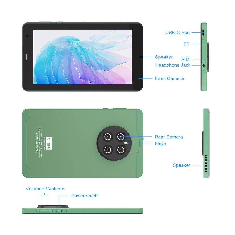C Idea أجهزة قرص 7 بوصة مع SIM Wifi Android Smart Tablet PC CM518 Pro Green