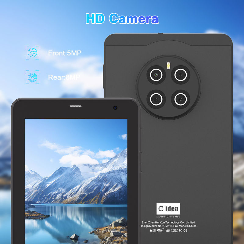 C Idea Android 13 Tablet 512GB مع SIM 7 بوصة جهاز كمبيوتر لوحي CM518 Pro الأسود