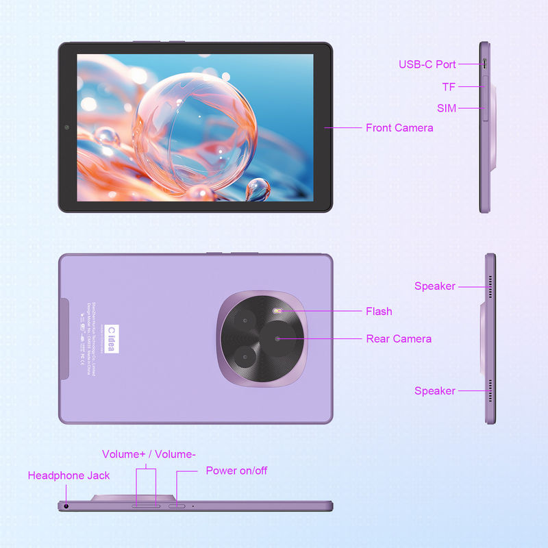 C Idea 9 Inch Tablet 5MP + 8MP الجهاز اللوحي التعليمي للمراهقين مع قلم CM935 الأرجواني